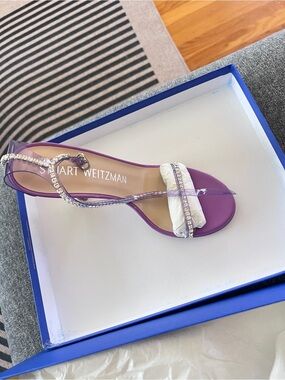 Stuart Weitzman Purple Crystal T-Strap Sandal